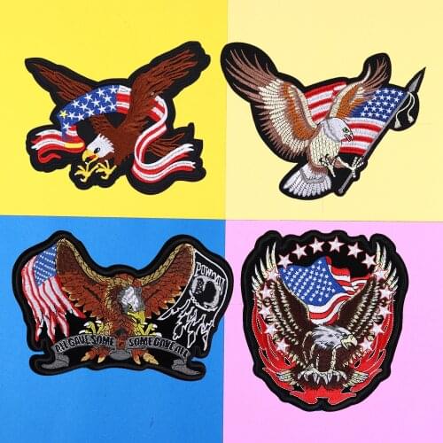USA Eagle Embroidery Animal Sticker Freedom Applique Sew on Coat Diy Craft lron on transfers for Clothing Repair Garment Patches