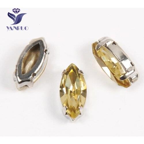 YANRUO 4200 All Sizes Jonquil Navette DIY Sewing Crystals Crafts Strass Point Back Glass Rhinestones For Wedding Dresses