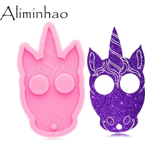 DY0754 Super Glossy Pointy Ear Dog Mold Resin Keychain Defense Unicorn Silicone Mould for DIY jewelry Epoxy Crafting Mold