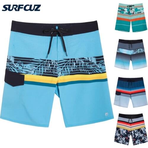 Surfcuz Mens 4-Way Performance Stretch Boardshorts Quick Dry Summer Swim Shorts Beachwear Swimwear Surf Board Shorts for Men