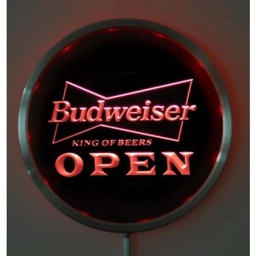 Rs-a0113 Budweiser OPEN LED Neon Round Signs 25cm/ 10 Inch - Bar Sign with RGB Multi-Color Remote Wireless Control Function