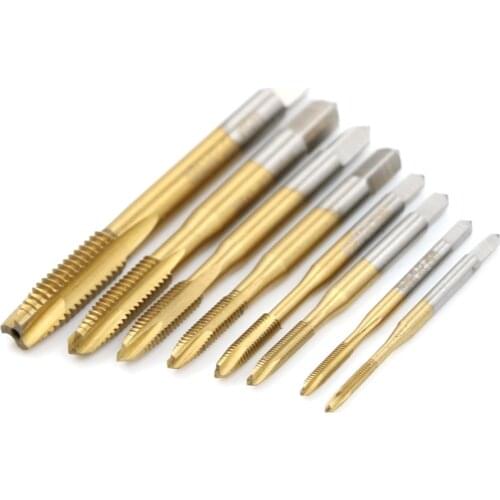 M2/M2.5/M3/M3.5/M4/M5/M6/M8 HSS Titanium Machine Right Hand Tap Drill Spiral Point Thread Plug Handle Taps