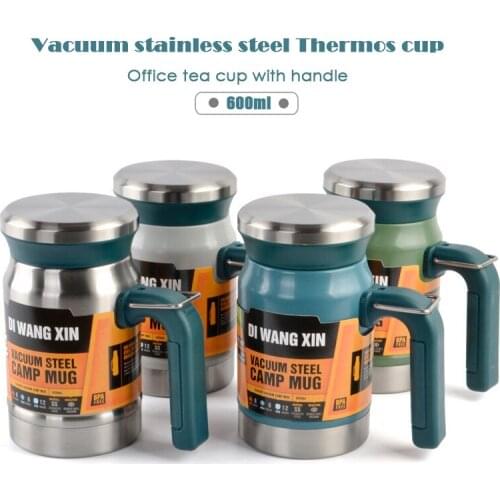 Outdoor stainless steel vacuum flask tea cup filter double-layer office water cup with handle new camping mug Thermos cup