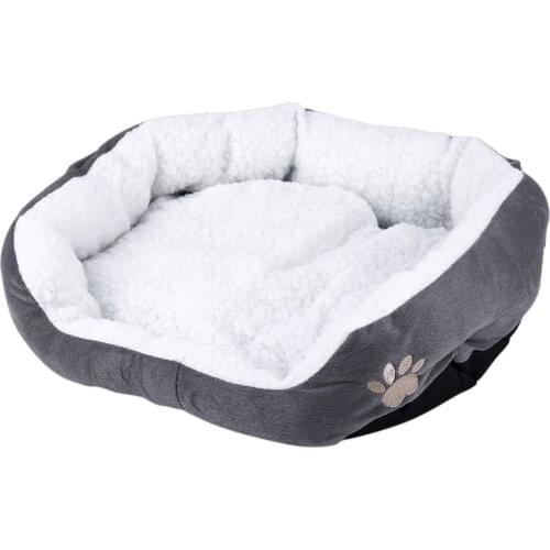 WSFS Hot 50 x 40cm Lambskin Dog Paw pattern Pets Nest Warm Washable Bed Sleeping Fleece Basket with Cushion For Puppy Dog Cat
