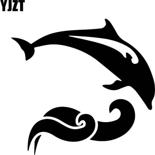 YJZT 17CM*17.9CM Beautiful Car Ddecoration Dolphin Decals Home Vinyl Wall Sticker Black/Silver C30-0125