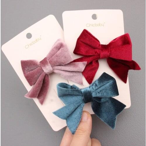 Korea 2020 New Girls' Velvet Bow Barrette Hair Clips Hair Accessories Ponytail Clip Solid Color Big Bow Hairpins