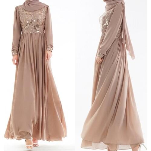 Vestido Sequin Abaya Dubai Arabic Muslim Hijab Dress Turkey Kaftan Sukienki Women Jurkjes Caftan Marocain Robe Musulmane Dresses