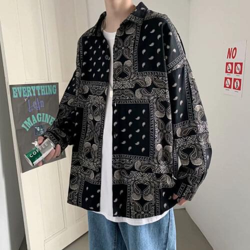 0.55kg!! Bandana Mens Shirt Coat Hip Hop Long Sleeve Cardigan Paisley Mens Plaid shirt summer Outwear 2021 Autumn Jacket