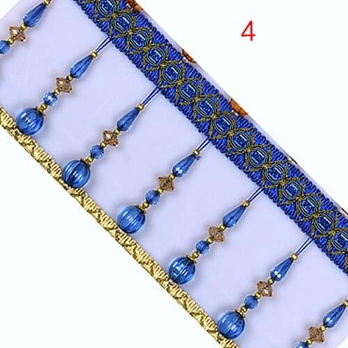 1m/Lot European Curtain Lace Crystal Beads Decoration Lace Tassel Fringe Accessories Pendant Ball Pumpkin Beads Decorative