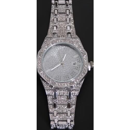 16MM Men Diamond Watch Quartz Gold Hip Hop Luxury Brand Wristband Watches With Micropave CZ Stainless Steel Watch Clock Relogio