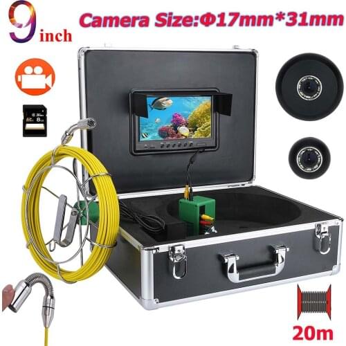 20M 9 inch DVR 17mm Industrial Pipe Sewer Inspection Video Camera System IP68 Waterproof 1000 TVL Camera