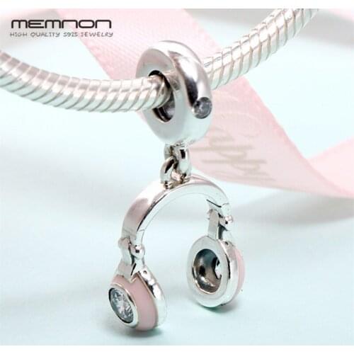 2019 Spring Pink Headphones Hanging charms 925 Sterling Silver Fit bead Bracelets pendant necklace DIY silver 925 jewelry making