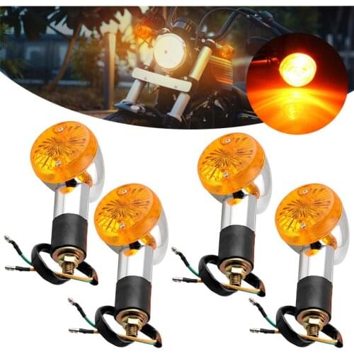 4pcs Motorcycle Yellow LED Turn Signal Light Indicators Lamp 3000K 12V Silver Shell Yellow Cover Fit For Honda YAMAHA SUZUKI
