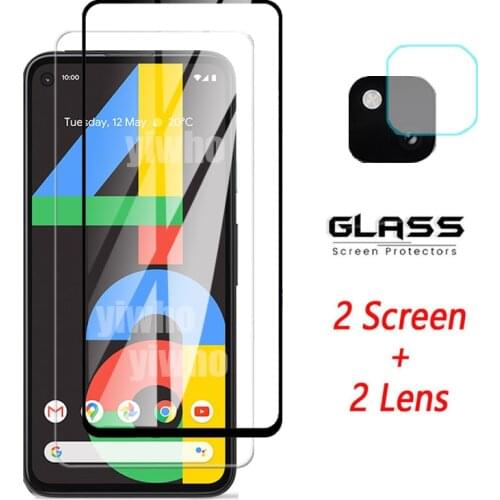 4-in-1 GooglePixel 4a Glass for Google Pixel 4a Tempered Glass HD Screen Protector for Google Pixel 4 A Camera Lens Glass