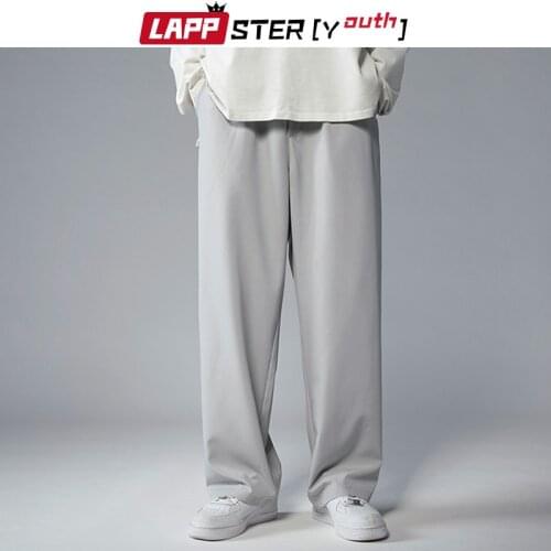 LAPPSTER-Youth Men Japanese Streetwear Baggy Sweatpants 2021 Mens Harajuku Vintage Wide Leg Joggers Male Straight Fashion Pants