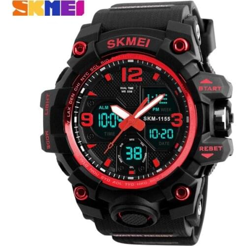 SKMEI Dual Time Men Sport Watch Electronic Waterproof Watches Big Dial Chrono Countdown Digital Wristwatch Relogio Masculino