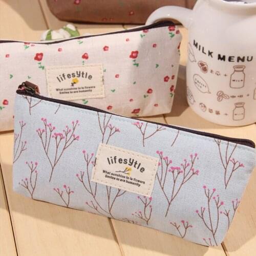 New floral pencil case school pencil cases for girl stationery canvas pencil bag estojo escolar school supplies