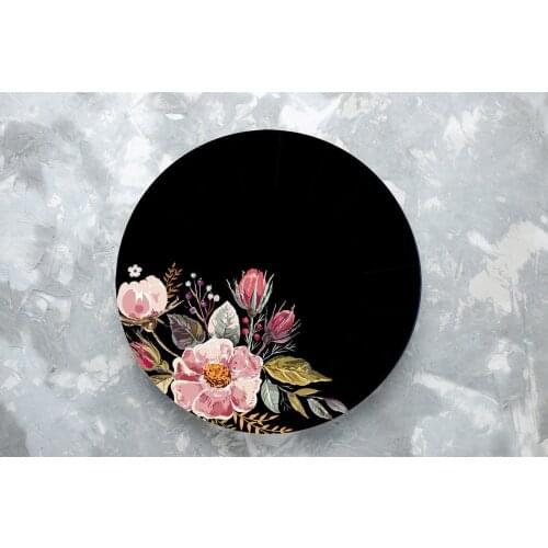 Black Patterned Floral Underplate 4 PCS