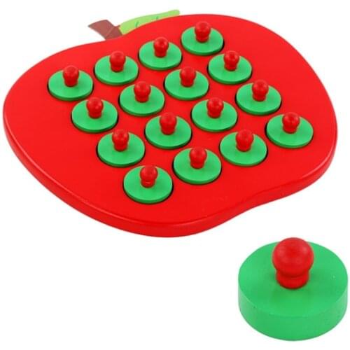 Kids Wooden Apple Memory Matching Chess Game Early Education 3D Puzzle Family Casual Games Childrens Educational Toys