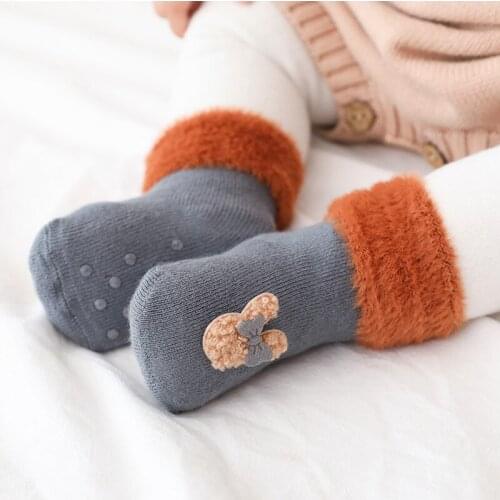 Baby winter anti slip Socks Newborn infant boy girl Cotton Cartoon Terry Thicken warm long Sock toddler child Clothing Accessory