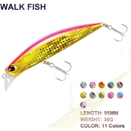 WALK FISH 95mm/30g Minnow Fishing Lure 3D Eyes Wobbler Fishing Baits Artificial Sinking Hard Fishing Baits Swimbait Fishing Tool