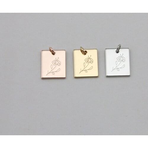 Delicate Marseille Rectangle Violet Birth Flowers Pendant DIY Charms For Women Jewelry Making