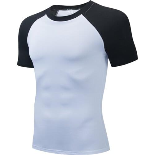 2021 Hot Sale Summe Men Short Sleeve Compression shirt Tights T-shirt Sports Fitness Rashgard Quick Dry polyester Tshirt Tops