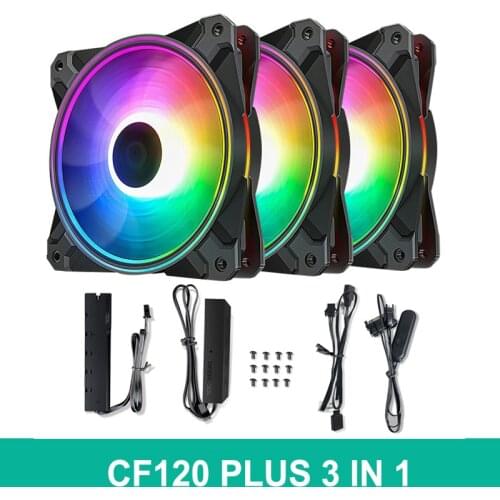 Deepcoo CF120 plus 3-IN-1 kit 120mm 5v 3pin ARGB silent pwm in cpu cooling fans for aura synchronization with controller