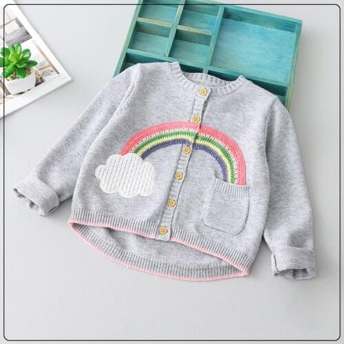 2017 New baby Girl Rainbow Knitted Cardigan Girls Kids Sweaters Jackets outfits