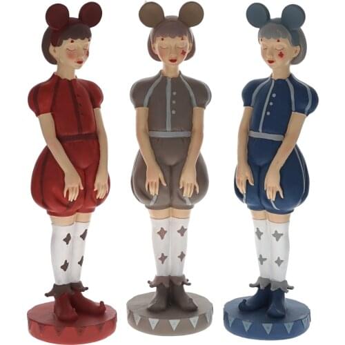 New Resin Ornaments Circus Lovely Girls Sculpture Artwork Handicraft Painted People Figures Female Statute Home Room Desk Decor