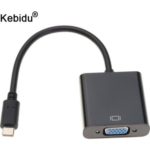 Kebidu New USB 3.1 Type C To VGA Adapter Cable USB Type-C Male To VGA Female Video Converter For Apple Macbook Chromebook Pixel