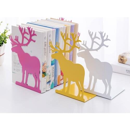 Metal Moose Bookends Moose Pattern Engraved Book Stands Lightweight Durable Book Holders Non-Slip Book Ends Book Support