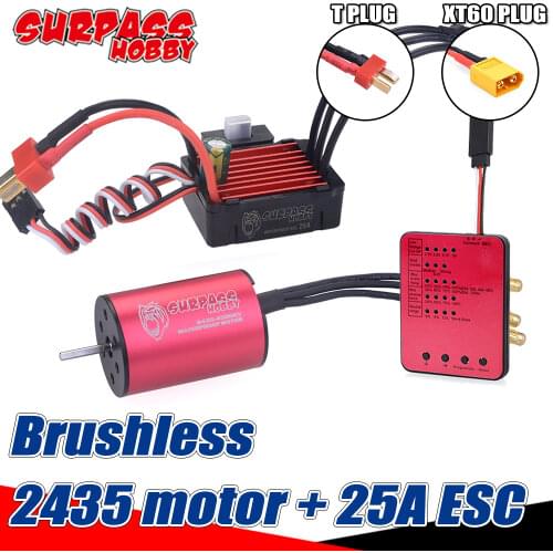 SURPASS HOBBY Waterproof 2435 Brushless Motor 25A ESC Program Card 3300KV 4500KV 4800KV 6100KV for 1/16 1/18 2S RC Car Buggy