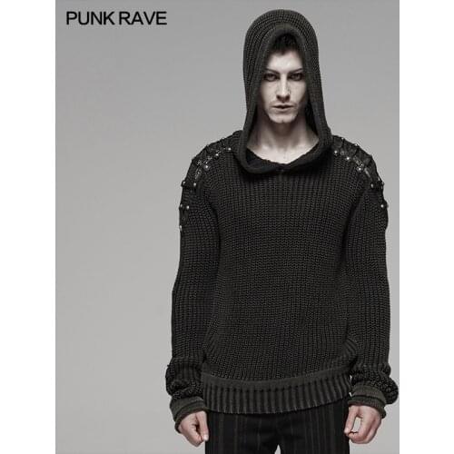 Мужские пуловеры с капюшоном PUNK RAVE China At AliExpress