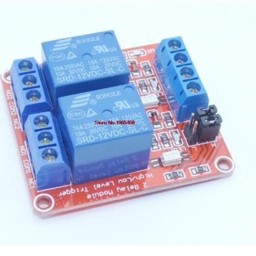 Road 12 v relay module with optical coupling isolation support high and low level trigger Two-way relay module 2 - Channel