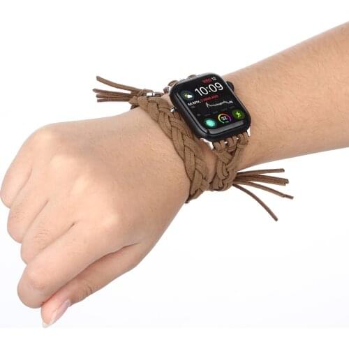 Brown Rope Watchbands for apple watch 6 5 44mm 40mm 38mm 42mm Bracelet Strap iwatch 4 3 2 1 Replacenent accessories