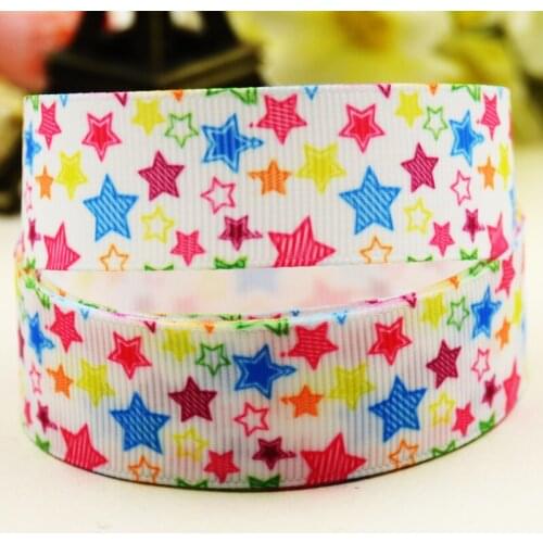 22mm 25mm 38mm 75mm Star Cartoon printed Grosgrain Ribbon party decoration 10 Yards X-03341