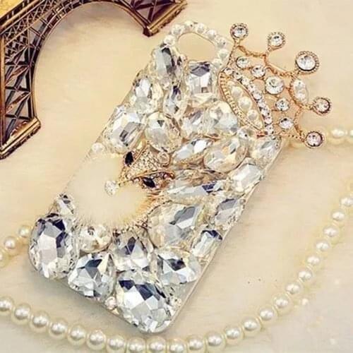 Luxury 3D Clear Fox Crown Diamond Crystal Bling Cases Capa for Samsung Galaxy S10e S9 S10 S20 S21Plus FE Note 10 Lite 20 Ultra 9