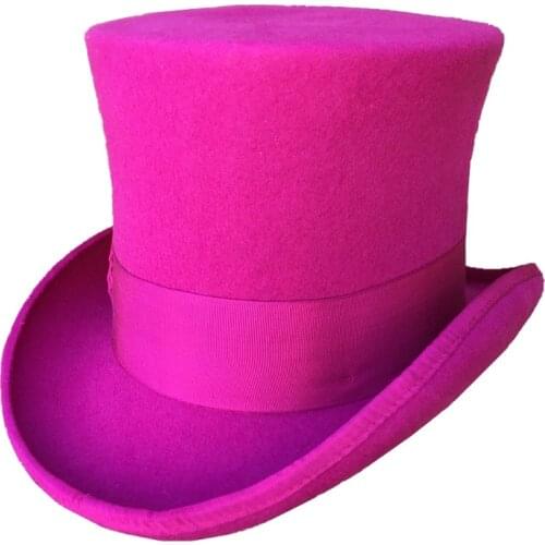 Rose PINK Women Top Hat Victorian Cylinder Hat Chimney Pot Steampunk Mad Hatter Hat Toppper