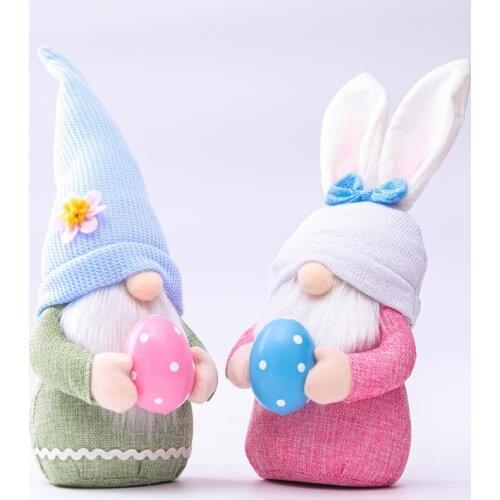 Happy Easter Pink Ears Rabbits Gnome Doll Easter Decoration for Home Party DIY Ornaments Kids Gifts Favor Baby Shower Supplies