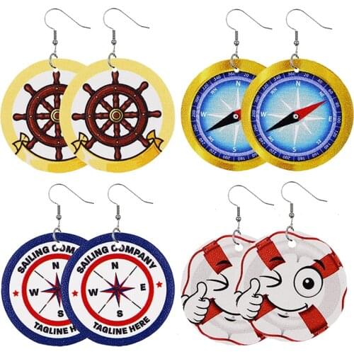 2021 American Flag Faux Leather Earrings Geometric Round Shaped Clock Lightweight Leaf Accessories