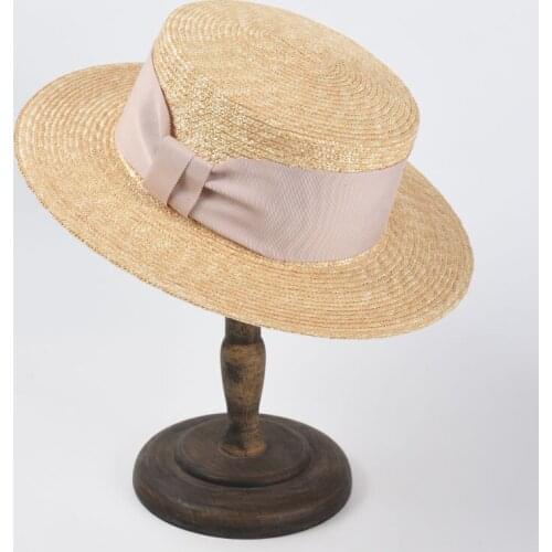 Fibonacci Womens Summer Hat Bow Ribbon Sun Protection Cap Female Casual Flat Top Wide Brim Hat Beach Hat Straw Hat Sun Hats