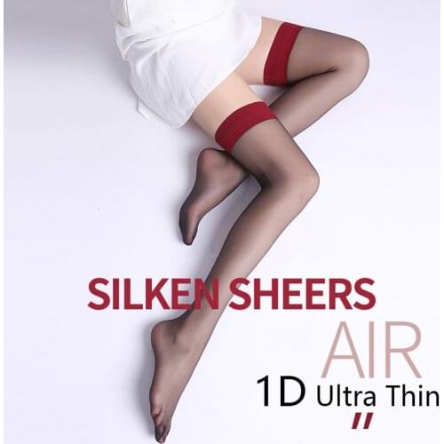 1D Contrast Color Ultra-thin Stockings Female thigh thin Nylon Silk Sexy Stockings Silicone Non-slip Toe Transparent Medias
