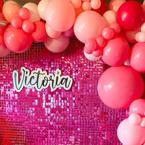 Hot Pink Square Glitter Shimmer Sequin Panel Wall Gender Reveal Girl Birthday Backdrop Party Background Decorative Unicorn Baby