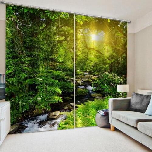Green Nature scenery curtains Bedroom living room windproof thickening blackout fabric Decoration curtains