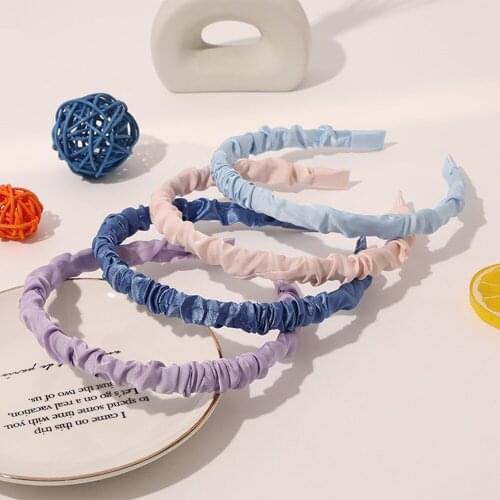 New Fashion Satin Bow Silky Pure Color Sweet Temperament Headband for Women Girl Accessories Headwear