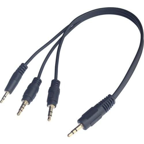 20cm Three in one multifunctional audio bifurcated short Y audio cable 3.5mm to 2x3.5mm male &2.5mm