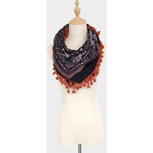 2021 Fashion Newest Geometry Printed Cotton Viscose Tassel Square Scarf Shawls Wraps Hijabs 10pcs/lot