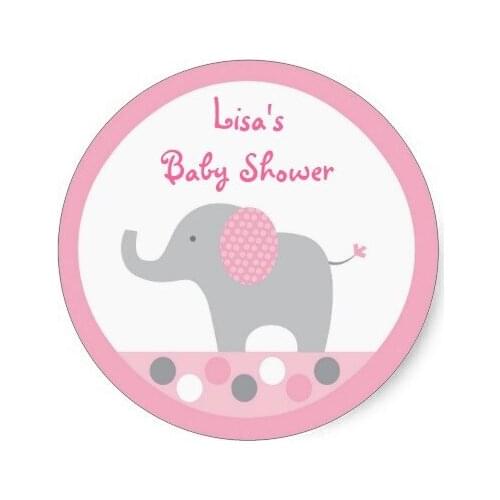 3.8cm Mod Pink Elephant Envelope Seals Stickers