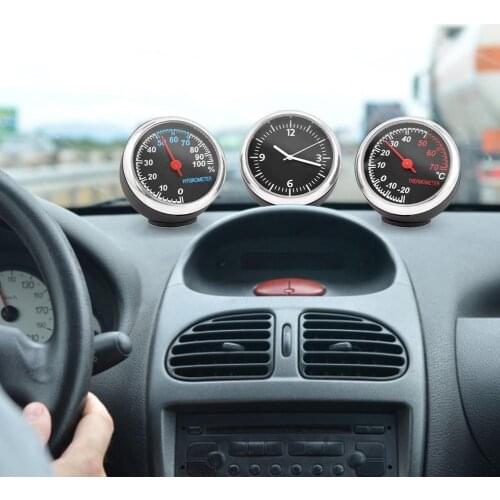 3Pcs/Set Mini Car Clock Car Thermometer Hygrometer Durable Quartz Clock Car Digital Practical Dashboards For Auto Boat